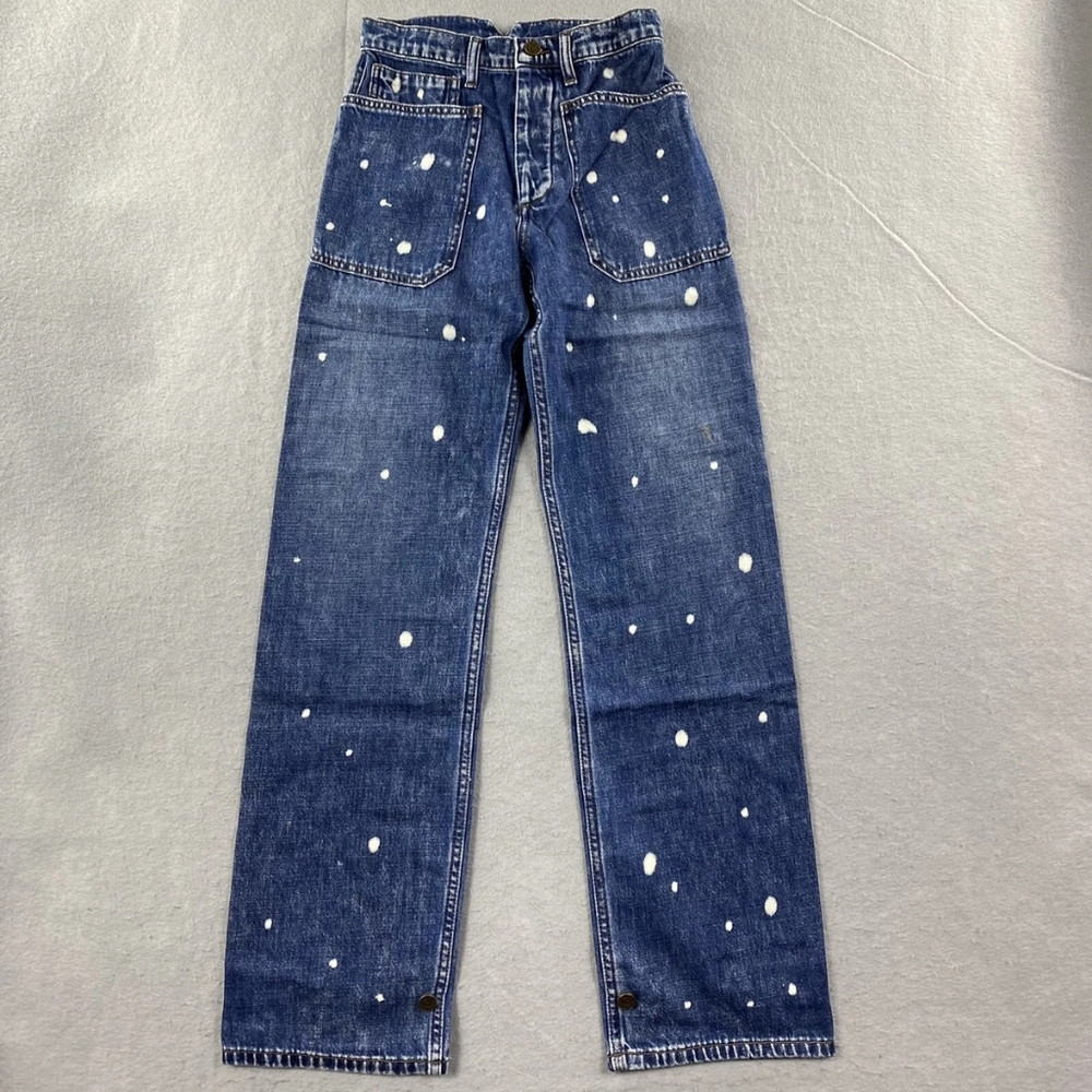 NWT Free People x Sandrine Rose Wide Straight Leg Jeans Button fly Buckle Back